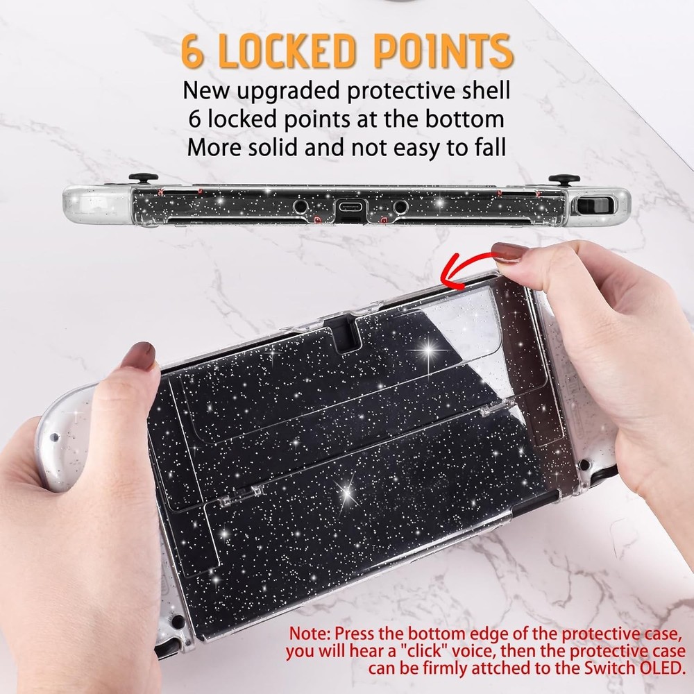 Protective Glitter Case Compatible with Switch OLED Console - Updated Version...