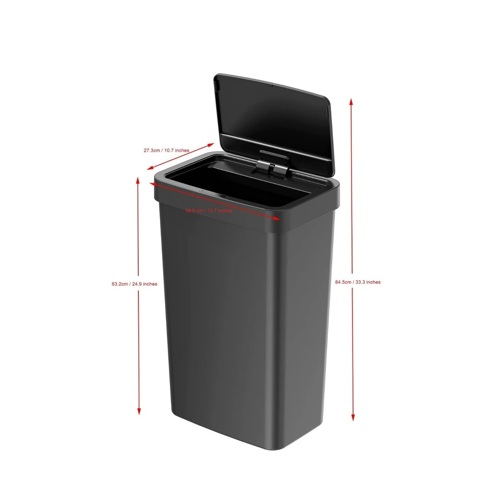 Mainstays 13.2 Gallon Plastic Motion Sensor Kitchen Trash Can, Black