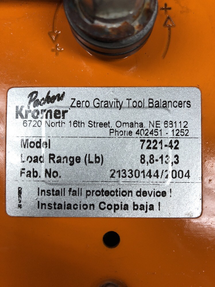 PACKERS KROMER Zero Gravity Tool Balancer Model 7221-42