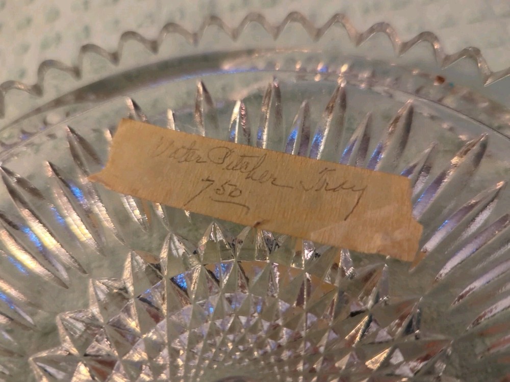 Heavy Clear Cut Crystal Juice Water Pitcher TRAY Diamond Pattern