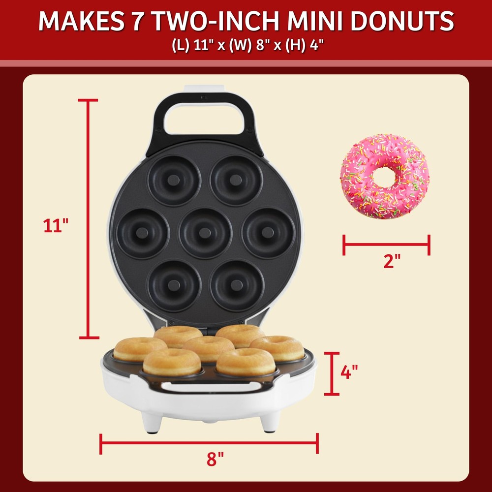 Mini Donut Maker, Durable, Nonstick Easy to Use Mini Baking Machine - Cooks 7...