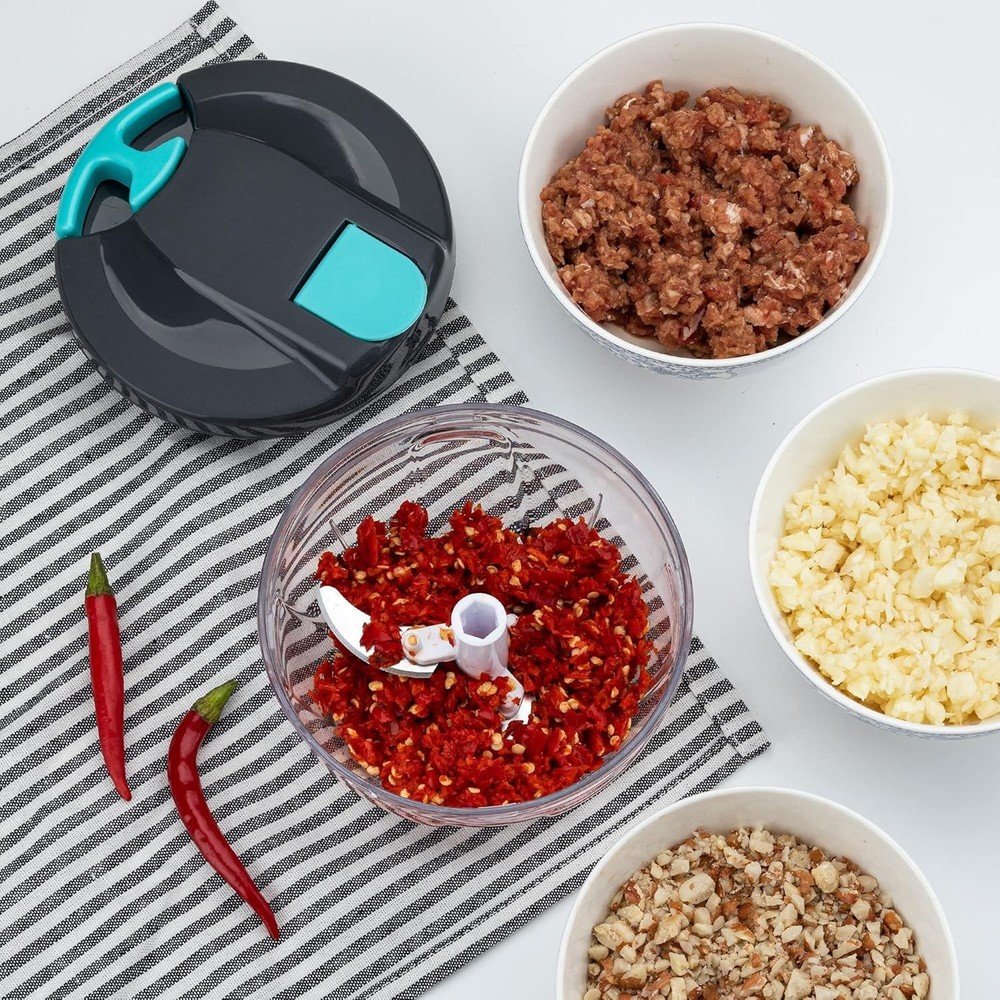 Multi-Function Manual Food Processors & Chopper with Cover and Handle, Garlic...