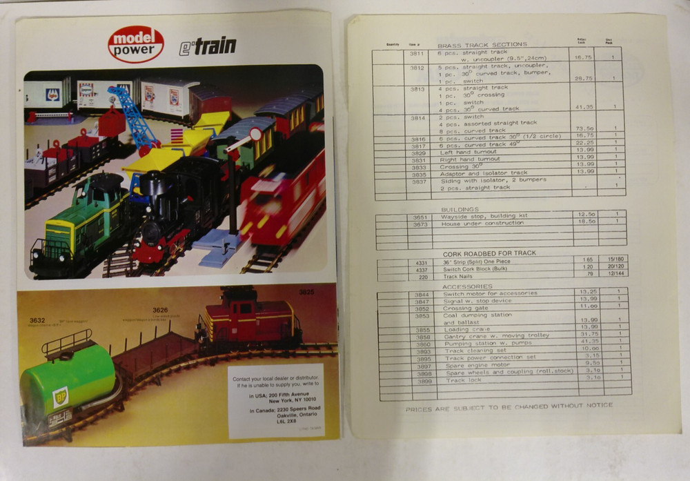 Vintage Model Power 1981 E-Train Foldout Catalog No 20 & Order Form