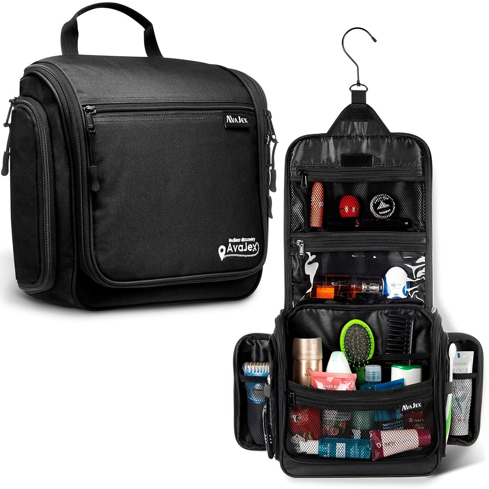 Large Waterproof Hanging Toiletry Organizer with 19 Compartments and Hook