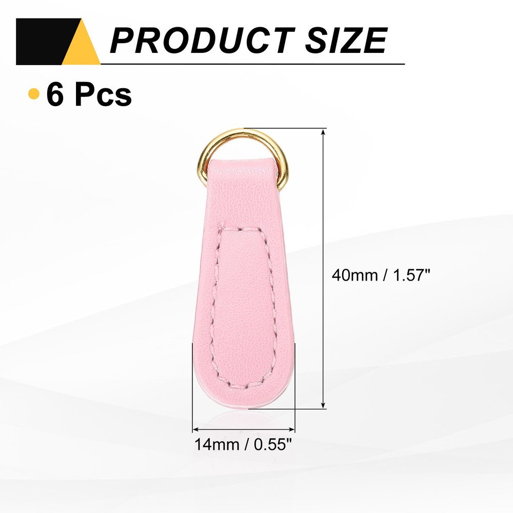 6pcs Zipper Pull, 1.57 Inch Leather Zipper Replacement Repair, Light Pink