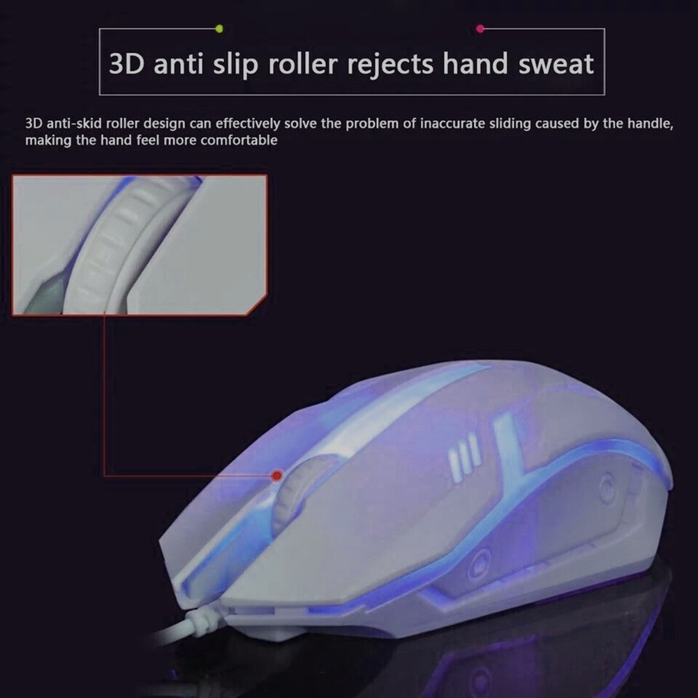 Computer Desktop Gaming Keyboard and Mouse Mechanical Feel LED Light Backlit