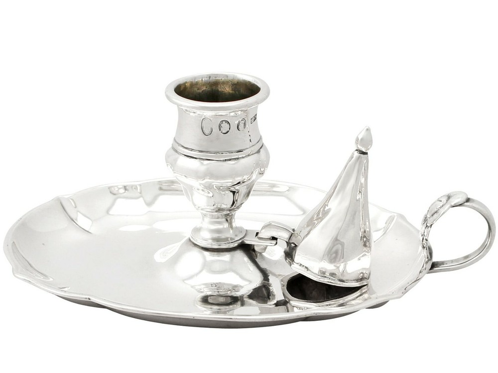 Danish Silver Chamber Candlestick Antique 1885
