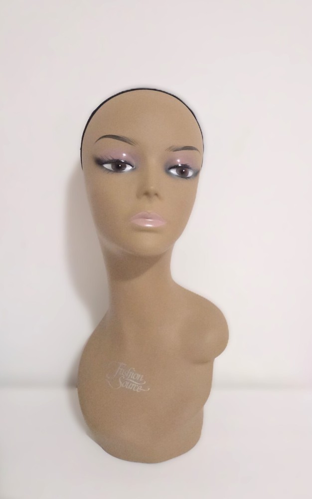 Mannequin Head Shoulder Wig Hat Jewelry Accessory Display Beige Tan