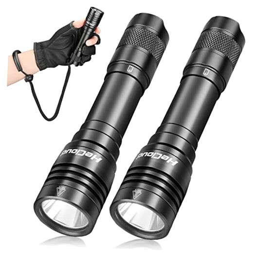 2 Pack Scuba Diving Flashlight with Rechargeable Power Dive Dive Light Black