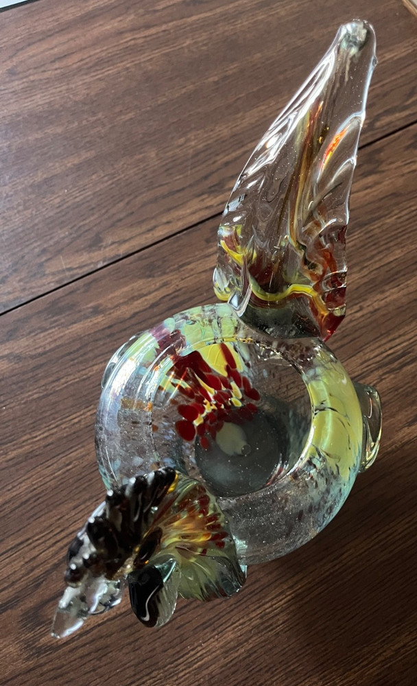 Art glass rooster vintage planter container