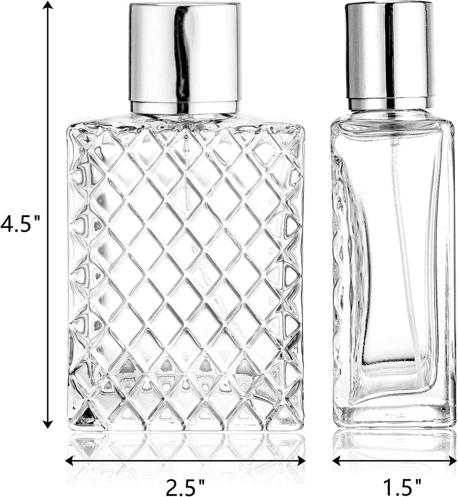 6 Pack Refillable Spray Bottles Perfume Atomizer, 100ML 3.4oz Glass Empty Fin...