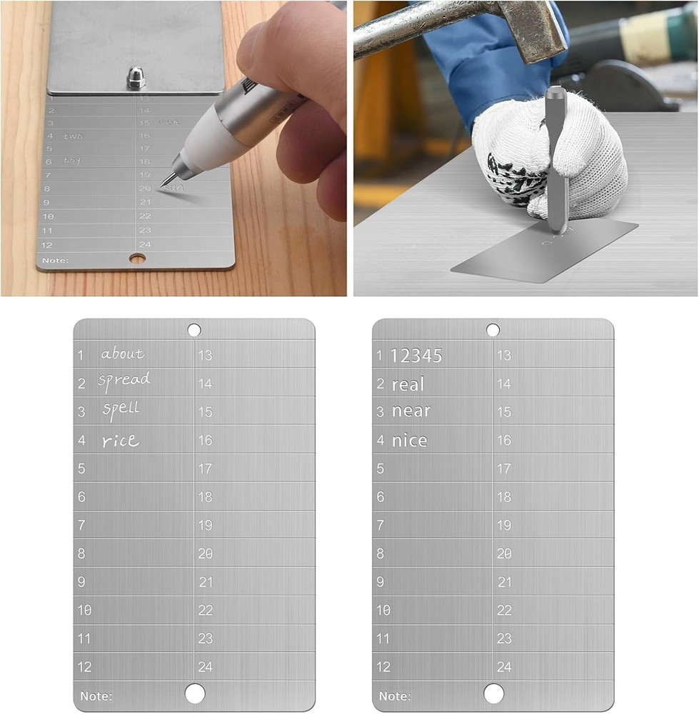 Compact Metal Seed Phrase Storage: 2 Laser-Etched Plates for Crypto Security