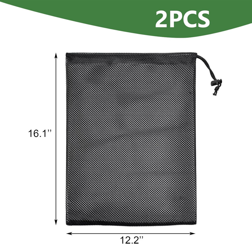 2 Pack 16.1" x 12.2" Pond Pump Filter Bag Water Filter Mesh Filter w/ Drawstring