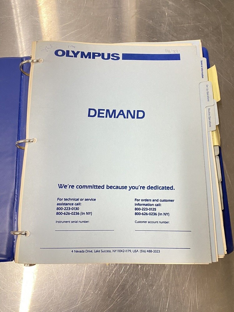 Olympus Demand Blood Chemistry Analyzer - Users Guide / Instructions Manual