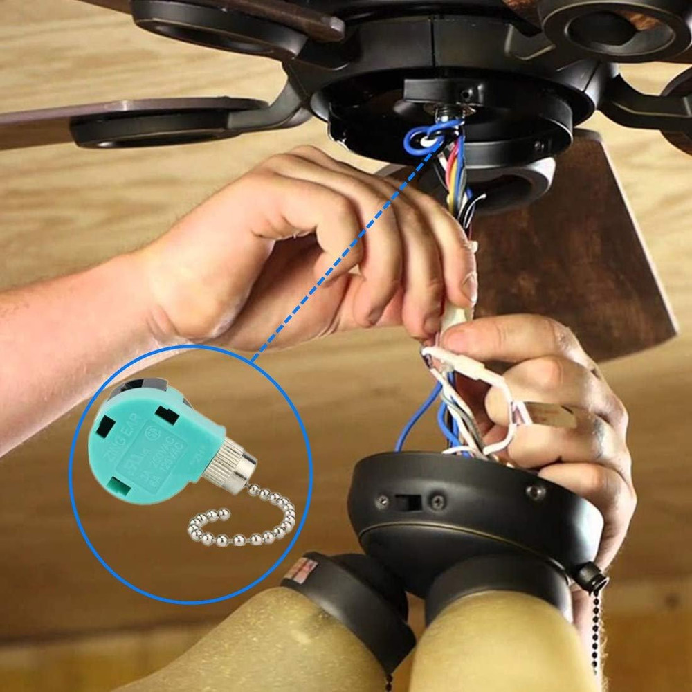 Ceiling Fan Switch 3 Speed 4 Wire Zing Ear ZE 268S6 Pull Chain Switch Control Re