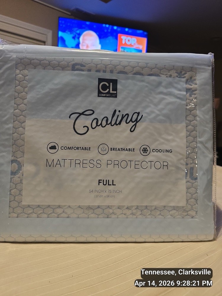 Comfort Lab Cooling Mattress Protector Full Size White Comfortable Breathable
