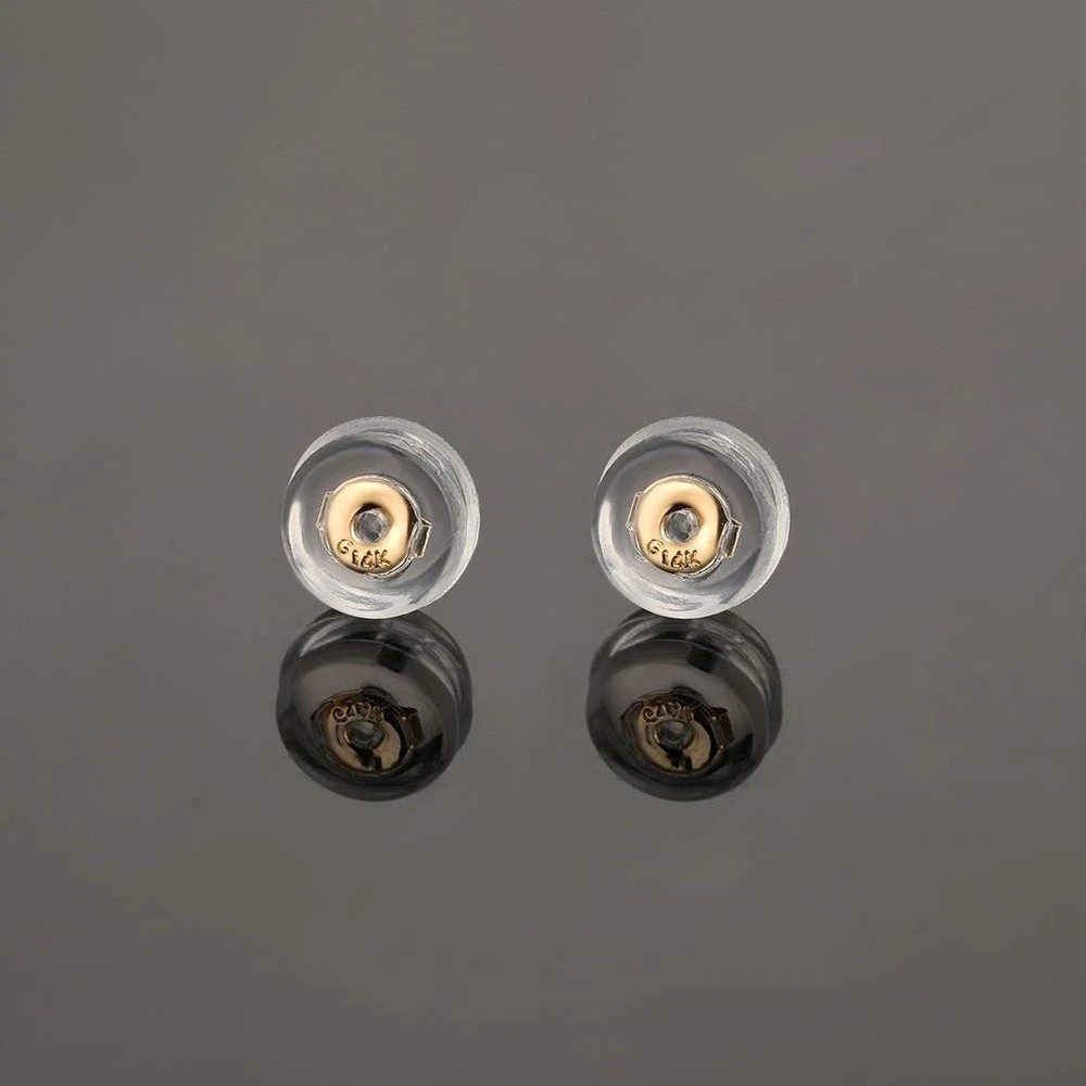 14K Real Solid Gold Earring Backs, Hypoallergenic Silicone, Secure for Studs