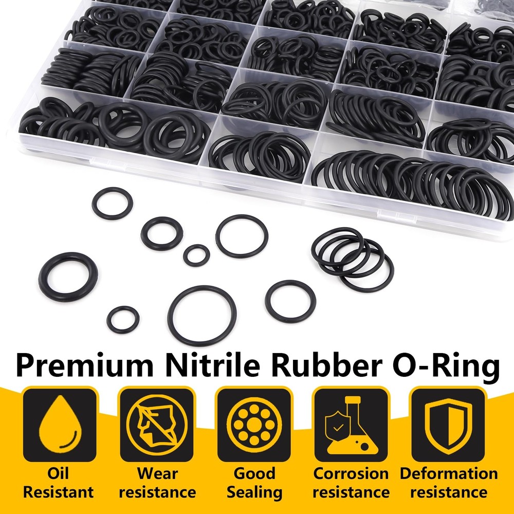 NBRINGO 1040 PCS 21 Size O Ring Assortment Kit, Industrial-Grade Black