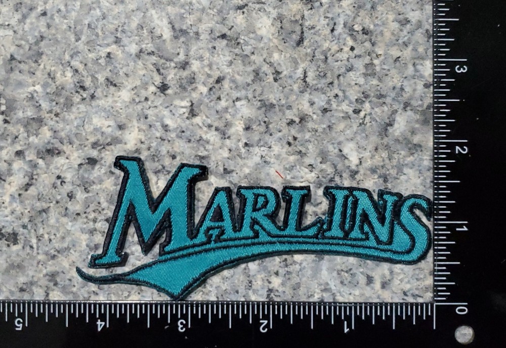 Miami Marlins Teal Vintage Style Script Patch. Embroidered. Iron On. 4.5"x2"