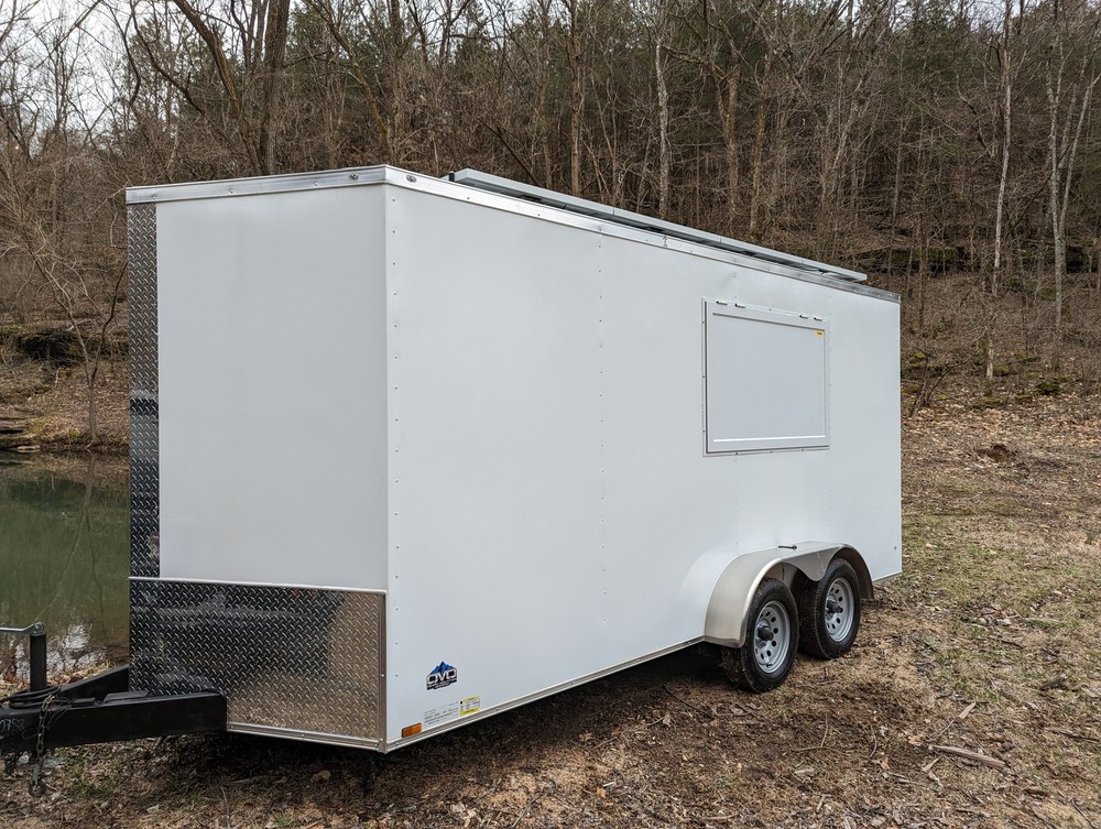 16' Enclosed SOLAR POWERED Offgrid Self-Sufficient Trailer - Mobile Storefront