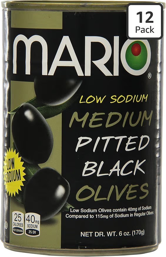 Camacho 12 Pack Medium Low Sodium Ripe Olives
