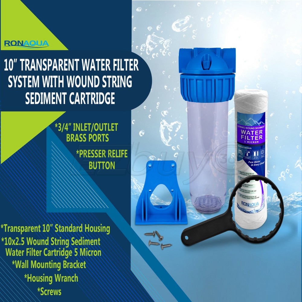 10" Clear Standard Whole House Water Filter System with Wound String Sediment