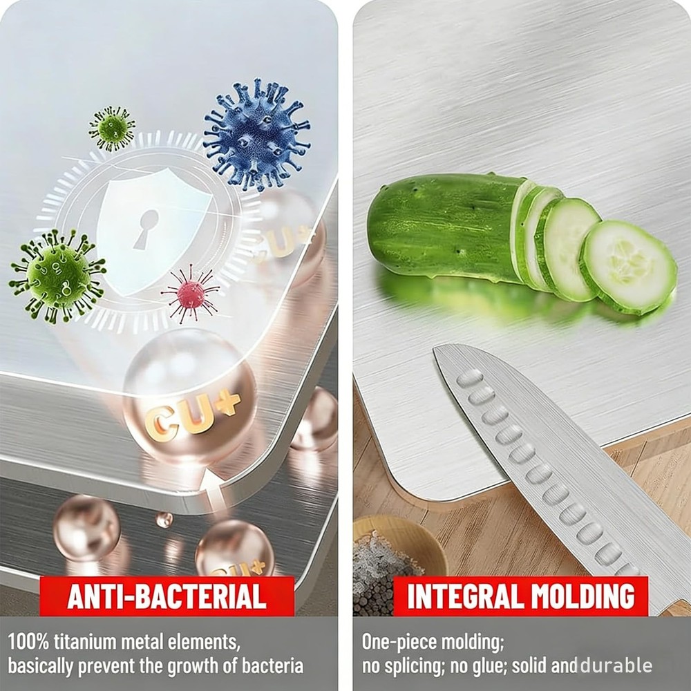 Titanium Cutting Board 100% Pure Titanium Cutting Board, 1.5MM Thickness Doub...