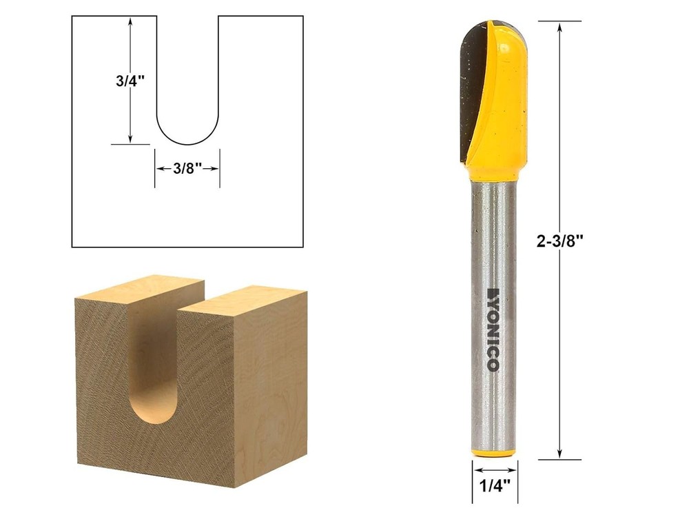 Micro-Grain Tungsten Carbide Router Bit 3/16-Inch Radius for Precise Grooving