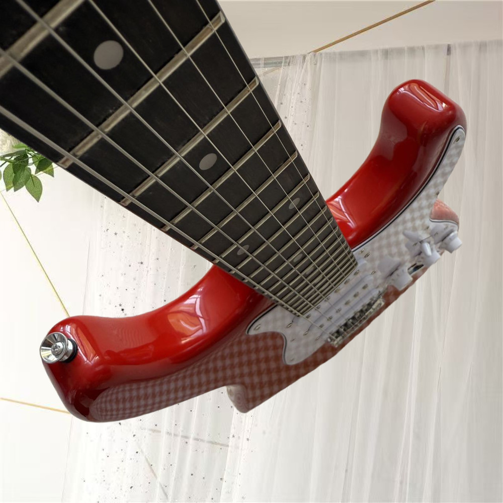 エレキギター、新品、色赤色、送料無料、空輸、高品質、音質優美、6弦