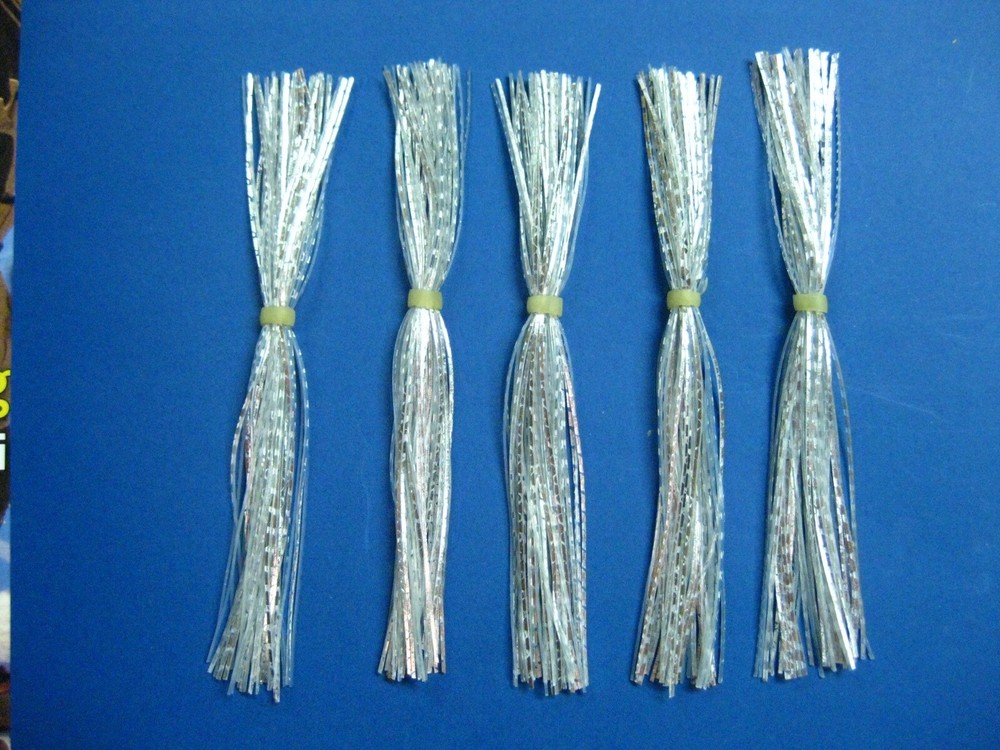 5 Silver Chrome silicone skirt replacement material Tabs Spinner bait jig