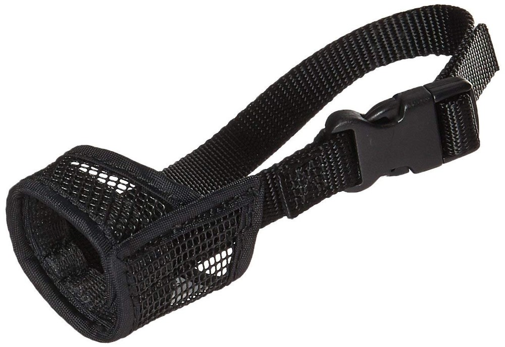 Size 4 Best Fit Adjustable Mesh Dog Muzzle BLK 6" Nose Size (Medium Breeds)