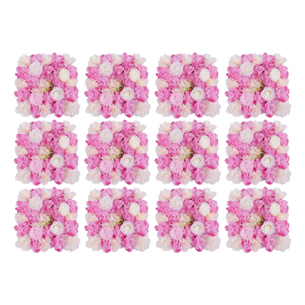 12pcs Artificial Flower Wall Panel Wedding Background Silk Rose Mat Floral Pad