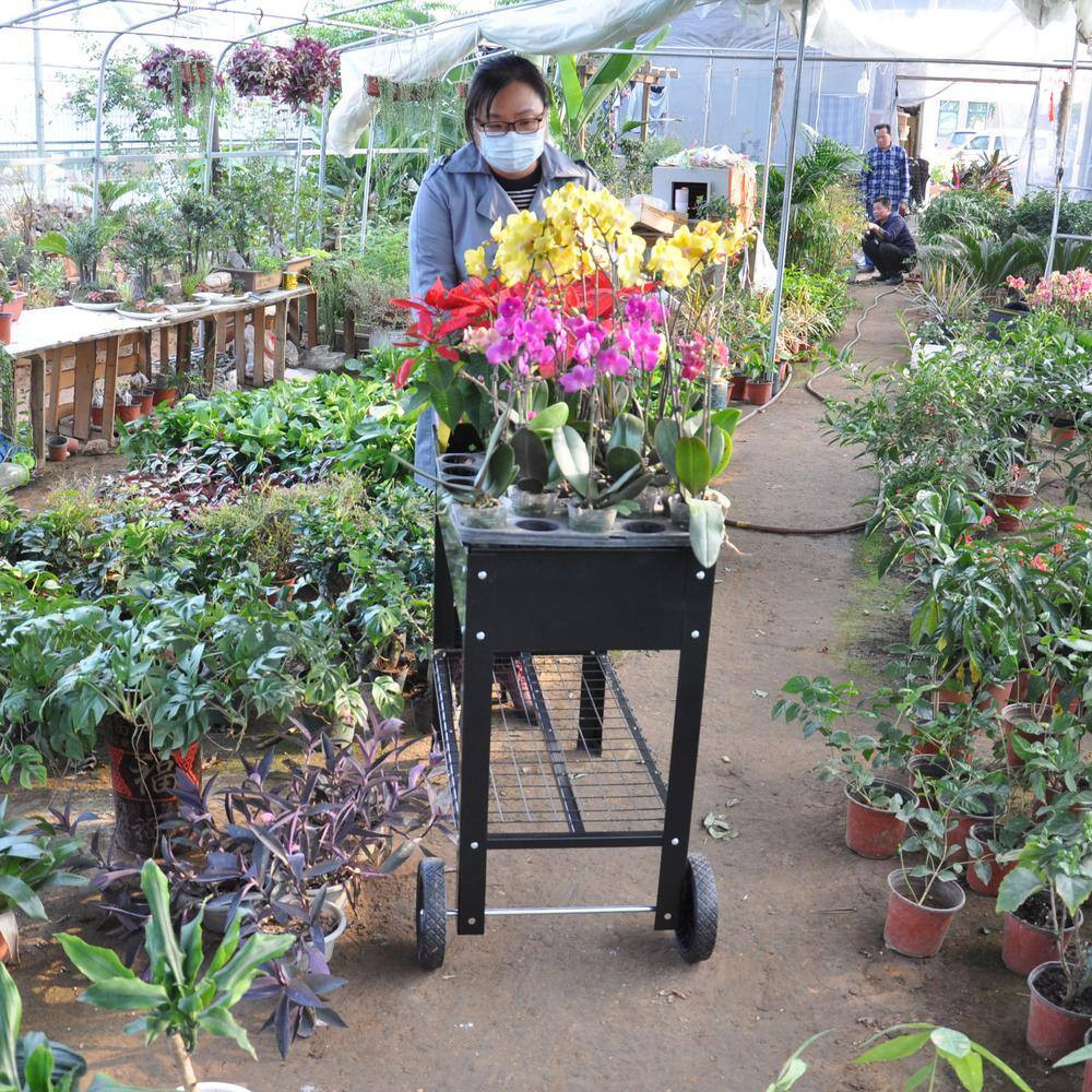 39.80 In. L Black Metal Rectangular Indoor/Outdoor Elevated Tall Planter Raised