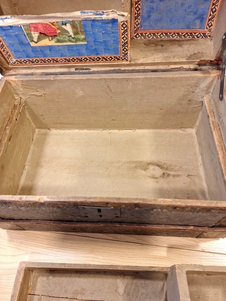 Antique Childs/Doll Done To Streamer Trunk