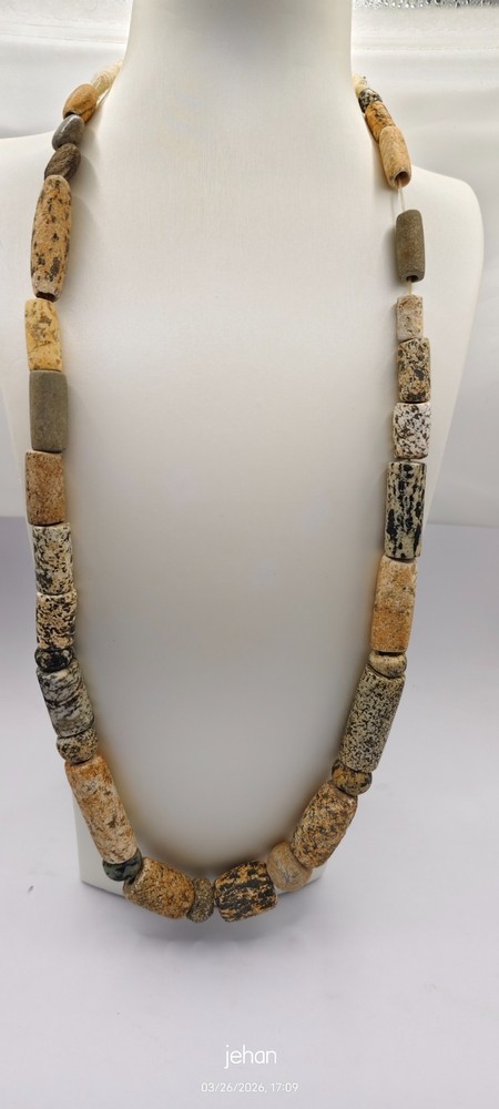 Ancient jasper Beads cylinder shaped necklace