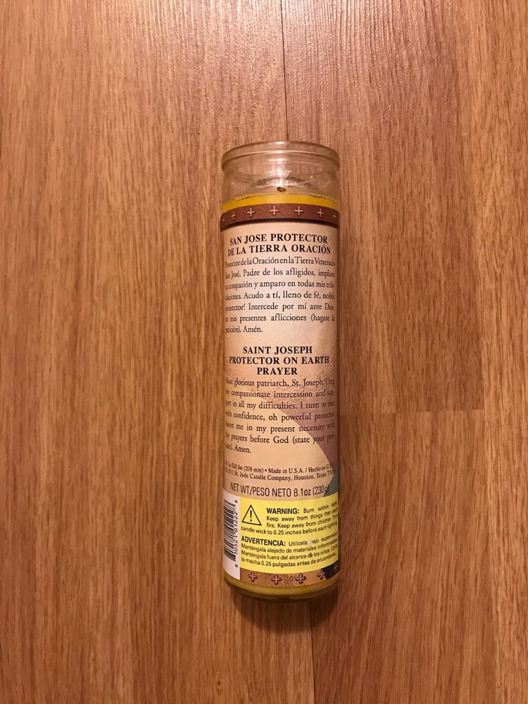 Saint Joseph (San Jose) Yellow Devotional Candle