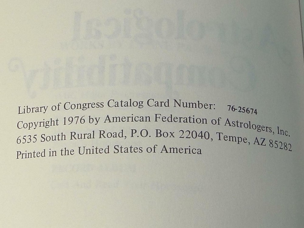 Astrological Compatibility - Lynne Palmer - 1976 SC