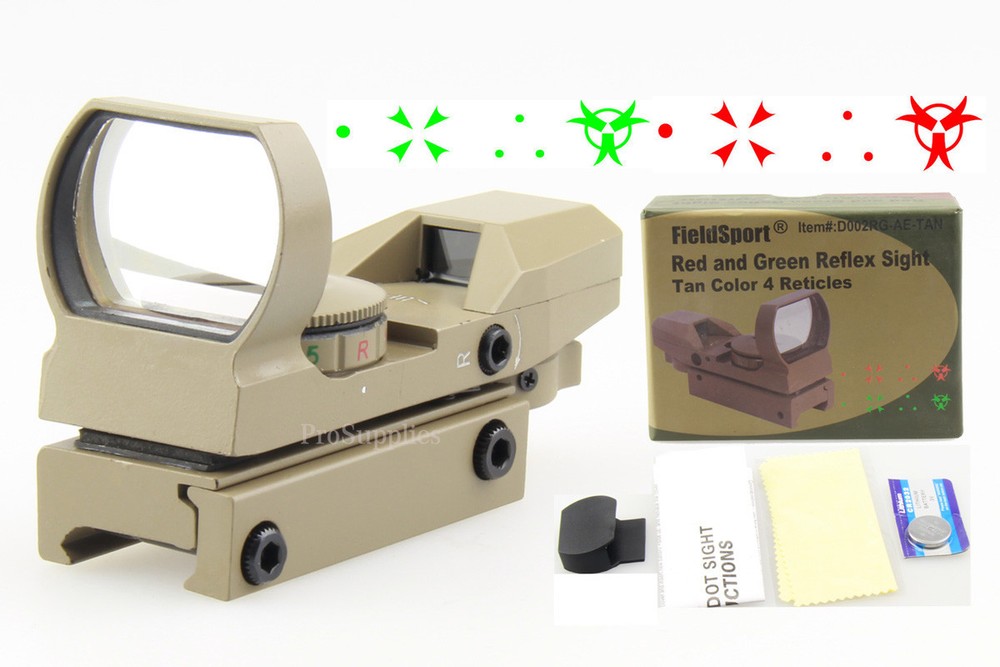 TAN Reflex Red/Green Dot Sight w/4 Reticles Metal Scope