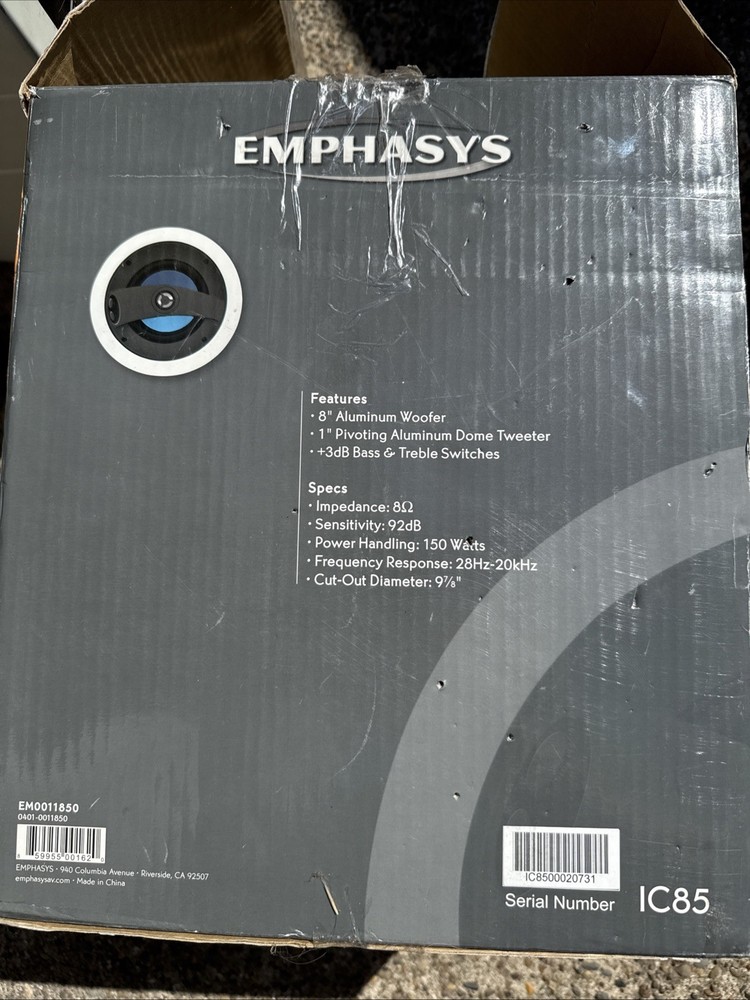 Emphasis IC85 8” In Ceiling Speaker