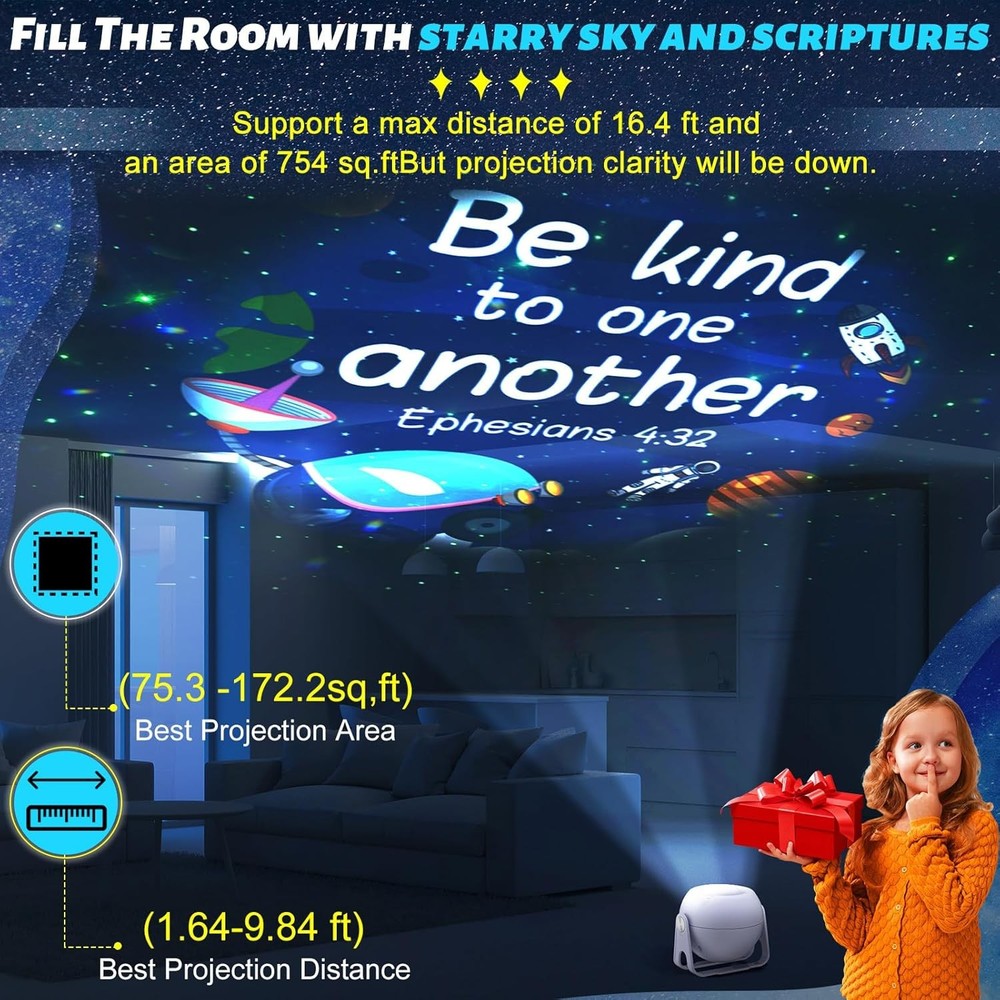Bible Verses Projector Galaxy Projector Includes 12 Interchangeable Christian