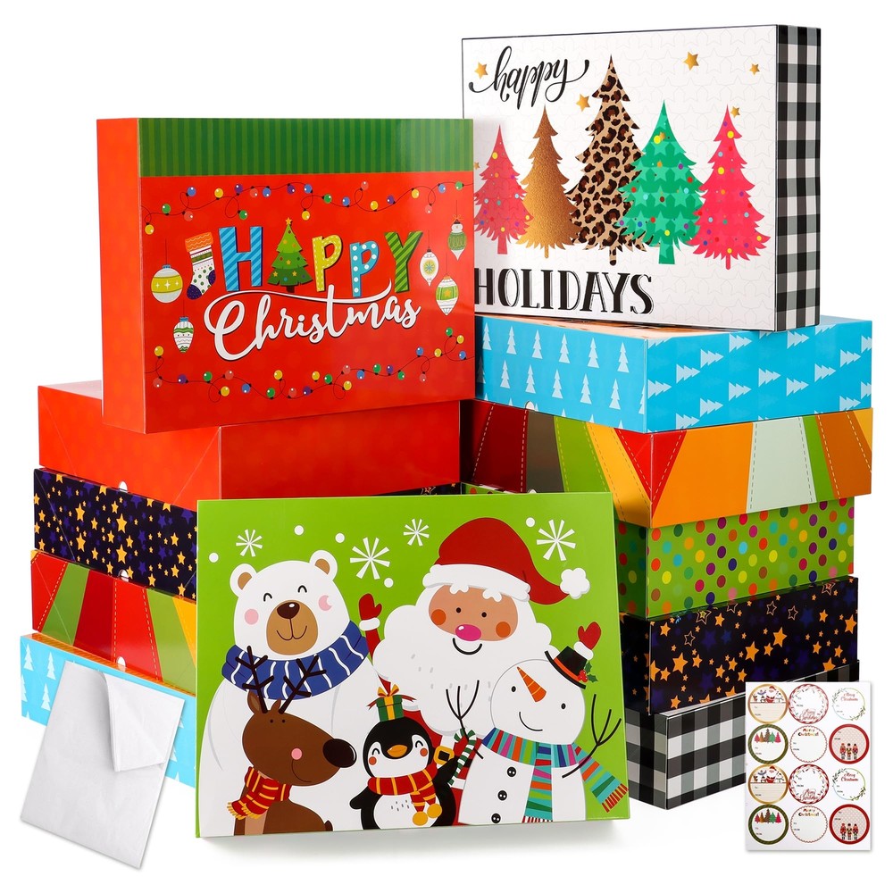 12Pack Extra Large Christmas Gift Boxes with Lids for Presents Holiday Gift Wrap