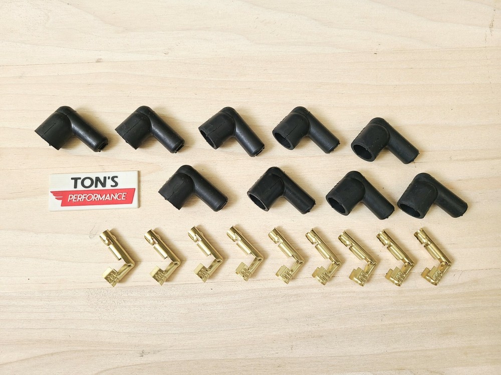 Ignition Socket Distributor Boots & Terminals Kit Set 9 Right angle 90 Black