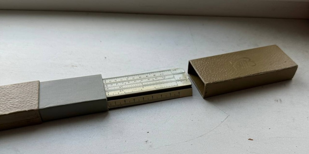 Vintage Logarithmic ruler slide with case