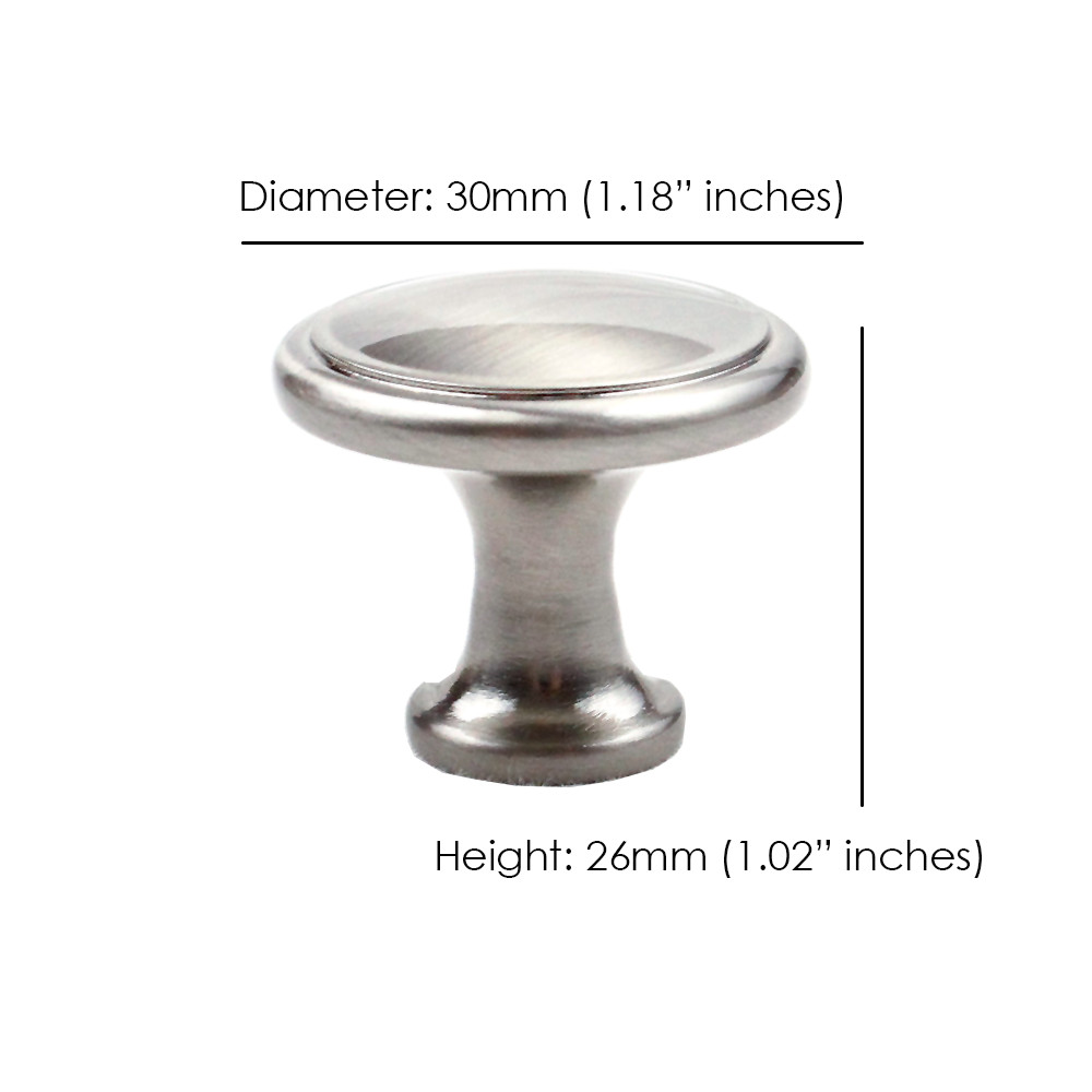 10 PACK Brushed Nickel Round Knobs Kitchen Bath Cabinet Hardware Pull Disk Style