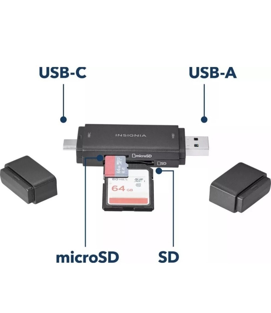 Insignia USB-C/USB 3.0 to SD and microSD Memory Card Reader