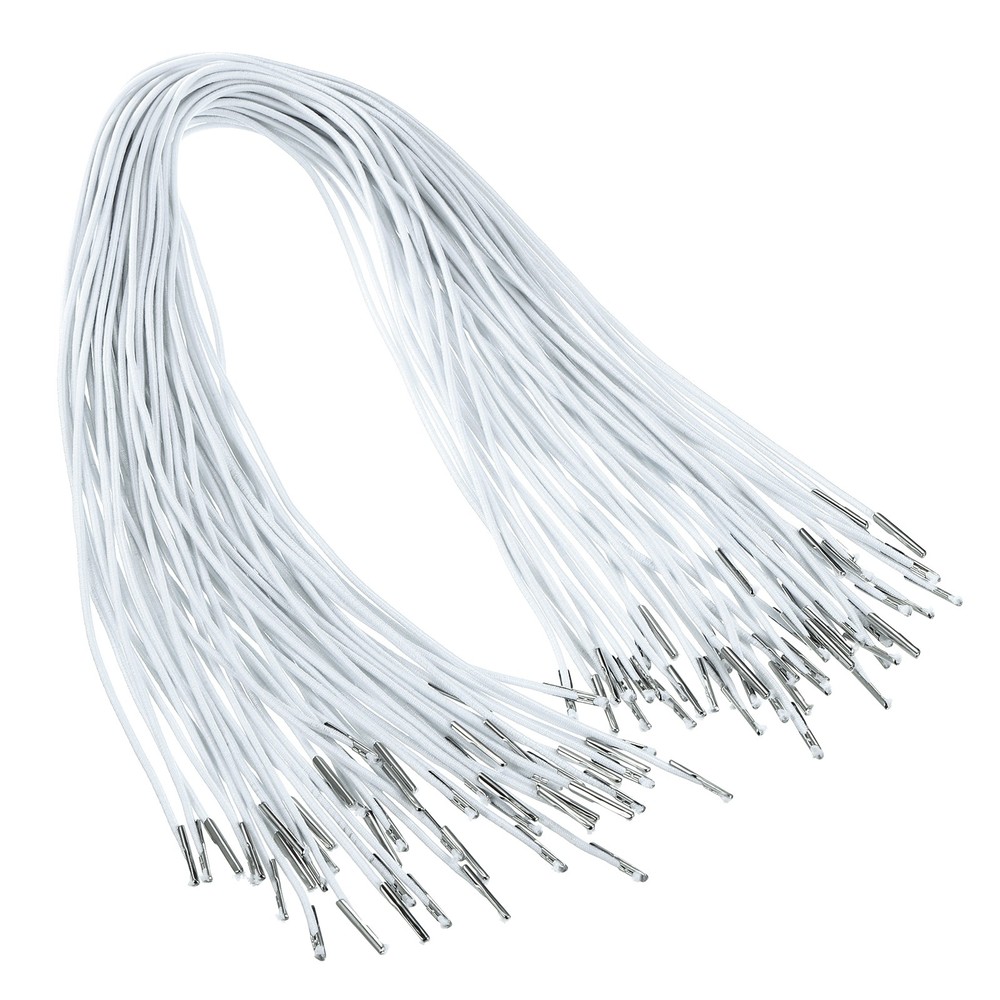100Pcs 20" Elastic Barbed Cord 1.6mm Loop Stretch Round String White