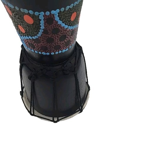 Wood Djembe Hand Crafted Drum Dot Painted 8"