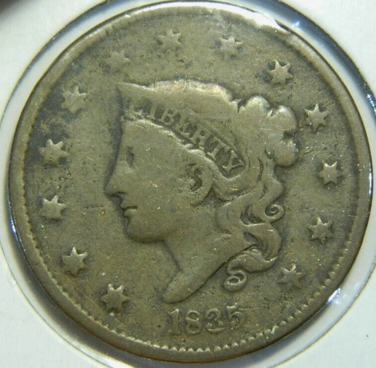 1835 ~ CORONET HEAD ~ LARGE CENT ~ VG (Lot#949)