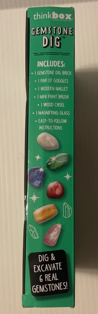 THINK BOX GEMSTONE DIG ~ 3 EXCAVATION TOOLS ~ 6 REAL GEMSTONES
