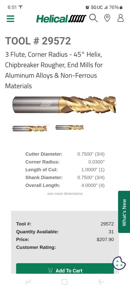 Helical 29572 Carbide Roughing Endmill 3/4 Diameter 3 Flute